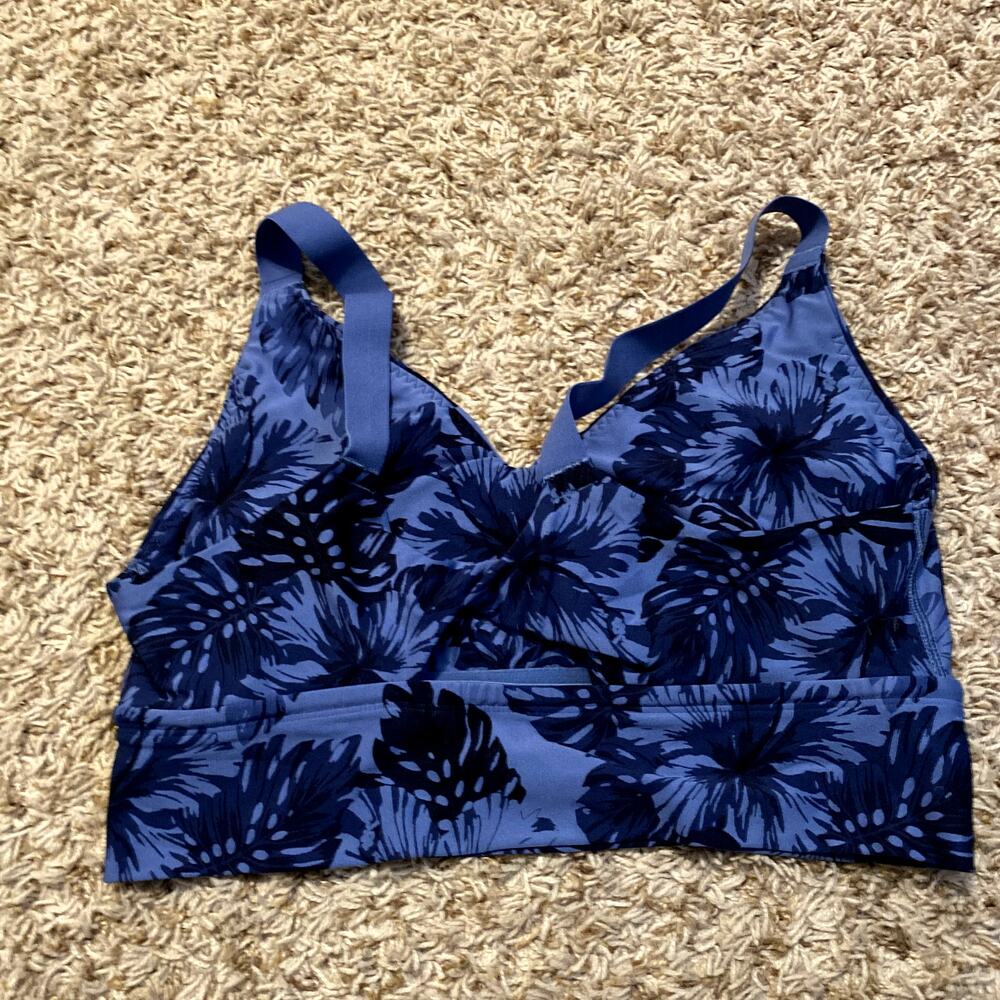 Aerie Womens Large Chill Play Move Monestera Leaf Floral Sports Bra Ballet Back - Picture 2 of 6